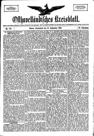 Osthavelländisches Kreisblatt vom 12.09.1891