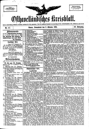 Osthavelländisches Kreisblatt vom 03.10.1891