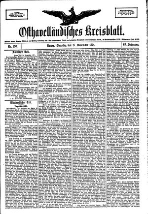 Osthavelländisches Kreisblatt on Nov 17, 1891