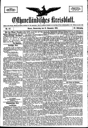 Osthavelländisches Kreisblatt vom 19.11.1891