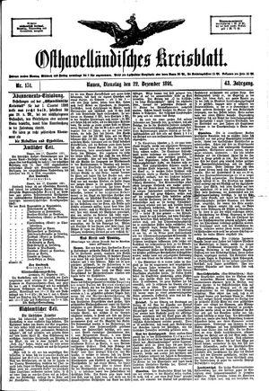 Osthavelländisches Kreisblatt vom 22.12.1891