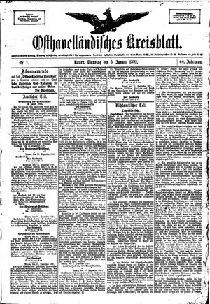 Osthavelländisches Kreisblatt on Jan 5, 1892