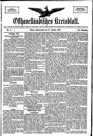 Osthavelländisches Kreisblatt vom 14.01.1892
