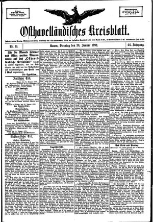 Osthavelländisches Kreisblatt on Jan 26, 1892