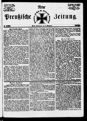 Neue preußische Zeitung on Sep 8, 1849