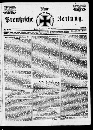 Neue preußische Zeitung on Sep 22, 1849