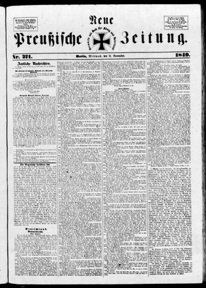 Neue preußische Zeitung on Nov 21, 1849