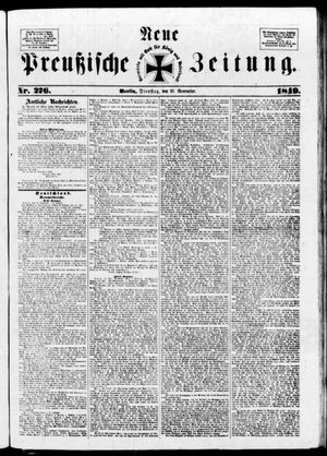 Neue preußische Zeitung vom 27.11.1849