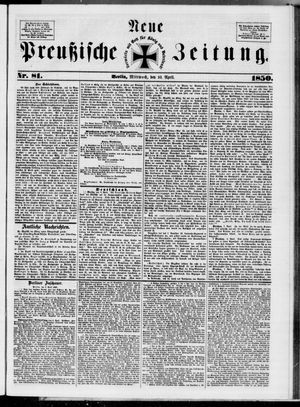 Neue preußische Zeitung vom 10.04.1850