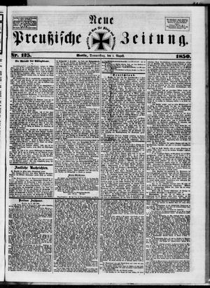 Neue preußische Zeitung vom 01.08.1850