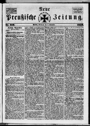 Neue preußische Zeitung vom 11.09.1850