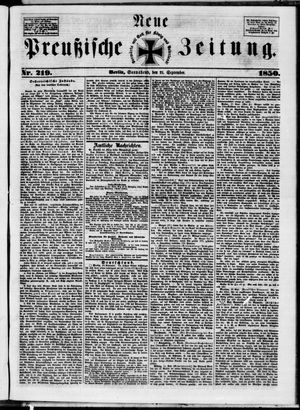 Neue preußische Zeitung vom 21.09.1850