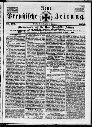 Neue preußische Zeitung vom 26.09.1850