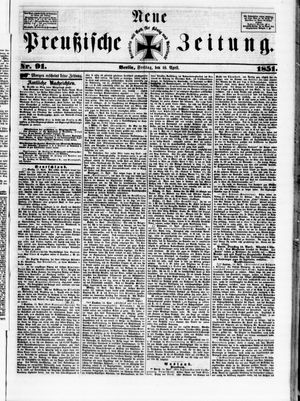 Neue preußische Zeitung vom 18.04.1851