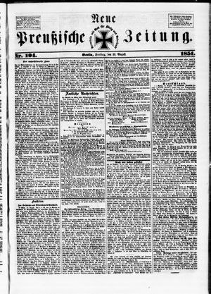 Neue preußische Zeitung vom 22.08.1851