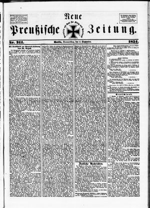 Neue preußische Zeitung vom 11.09.1851