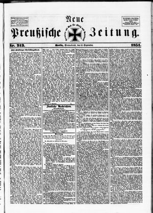 Neue preußische Zeitung on Sep 13, 1851