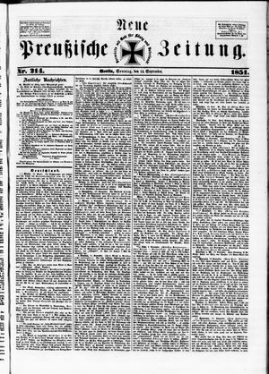 Neue preußische Zeitung vom 14.09.1851