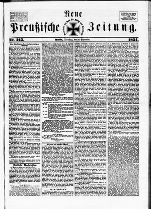 Neue preußische Zeitung vom 16.09.1851