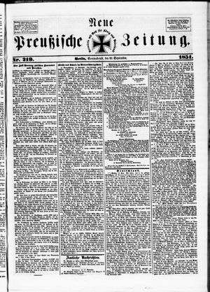 Neue preußische Zeitung vom 20.09.1851
