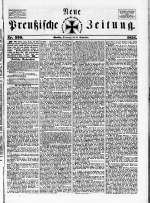 Neue preußische Zeitung vom 21.09.1851