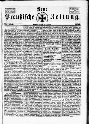 Neue preußische Zeitung on Oct 3, 1851