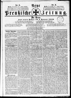Neue preußische Zeitung vom 01.01.1852