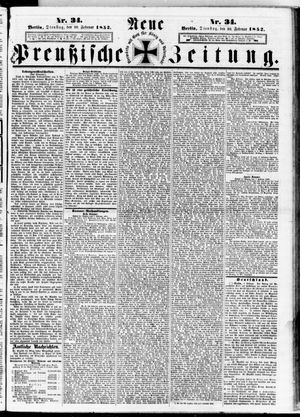 Neue preußische Zeitung vom 10.02.1852