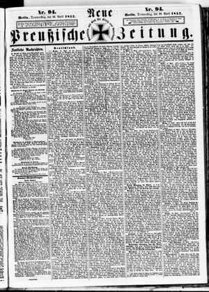 Neue preußische Zeitung vom 22.04.1852