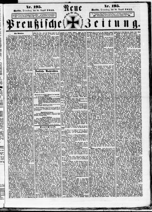 Neue preußische Zeitung vom 24.08.1852