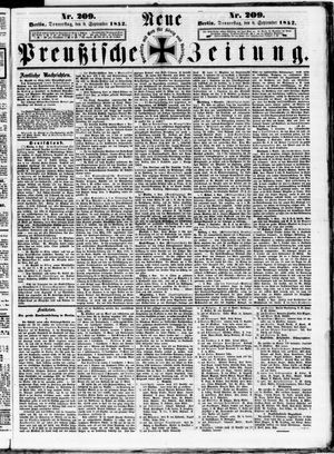 Neue preußische Zeitung on Sep 9, 1852