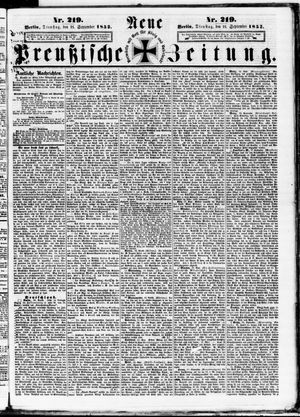 Neue preußische Zeitung on Sep 21, 1852