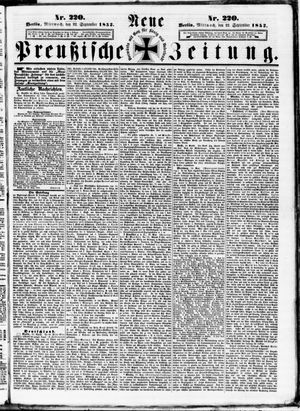 Neue preußische Zeitung vom 22.09.1852