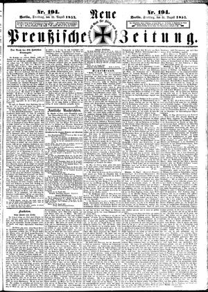 Neue preußische Zeitung vom 21.08.1857