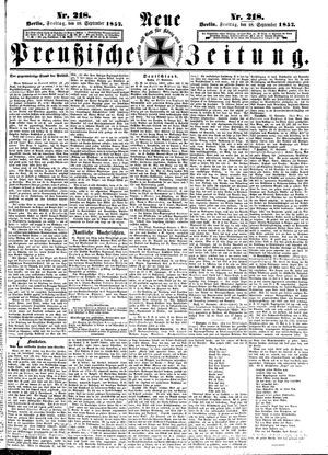 Neue preußische Zeitung on Sep 18, 1857