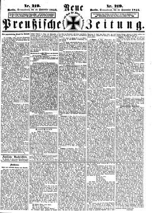 Neue preußische Zeitung vom 19.09.1857