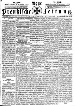 Neue preußische Zeitung on Sep 24, 1857