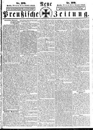 Neue preußische Zeitung vom 18.11.1857