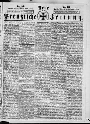 Neue preußische Zeitung vom 20.01.1858