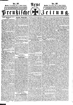 Neue preußische Zeitung on Jan 21, 1858