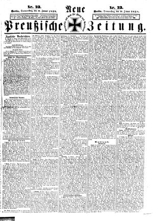 Neue preußische Zeitung on Jan 28, 1858