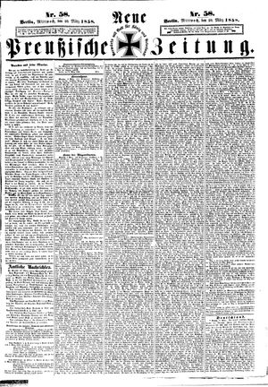 Neue preußische Zeitung vom 10.03.1858