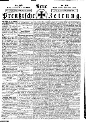 Neue preußische Zeitung vom 13.04.1858