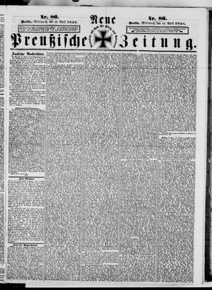 Neue preußische Zeitung vom 14.04.1858