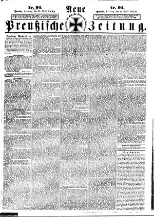 Neue preußische Zeitung vom 23.04.1858