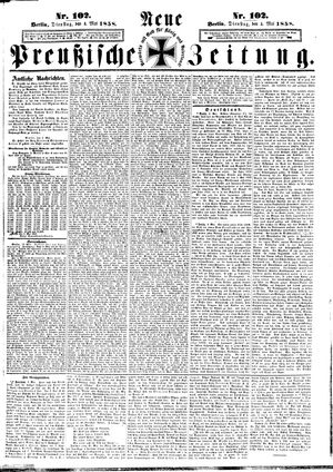 Neue preußische Zeitung on May 4, 1858