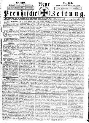 Neue preußische Zeitung vom 30.06.1858