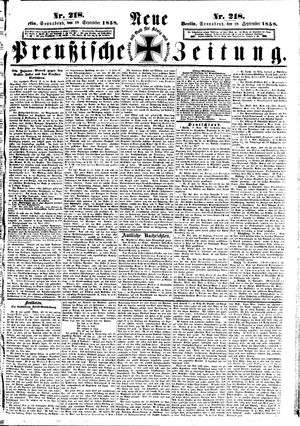 Neue preußische Zeitung vom 18.09.1858
