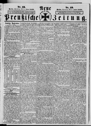 Neue preußische Zeitung vom 15.01.1860