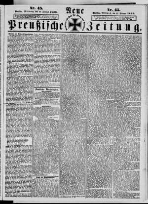 Neue preußische Zeitung vom 22.02.1860